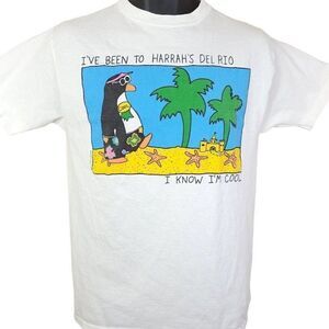 Cool Tropical Penguin T Shirt Vintage 90s Harrahs Del Rio Made In USA Medium